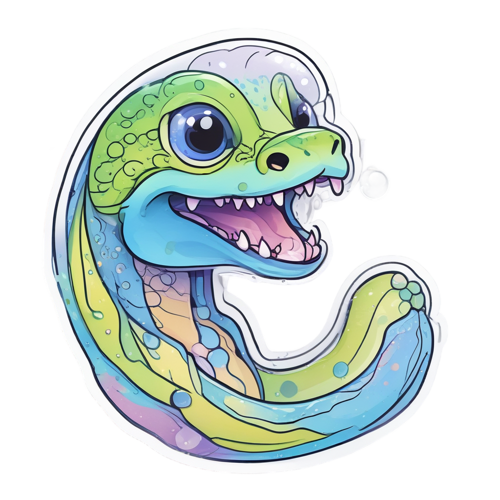 Bubble-Blowing Snake — fine-line flash stickers
