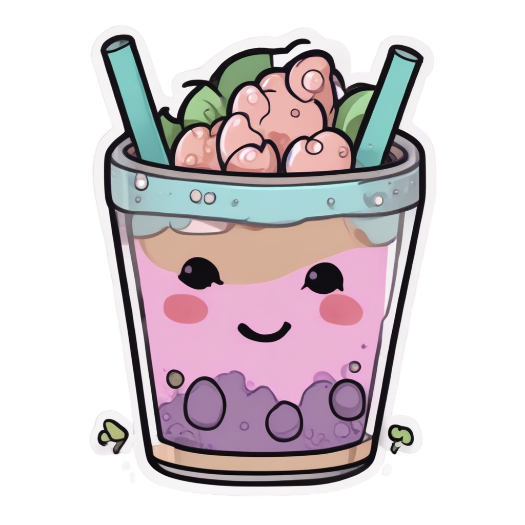 Bubble Tea Sprig — gothic botanical stickers