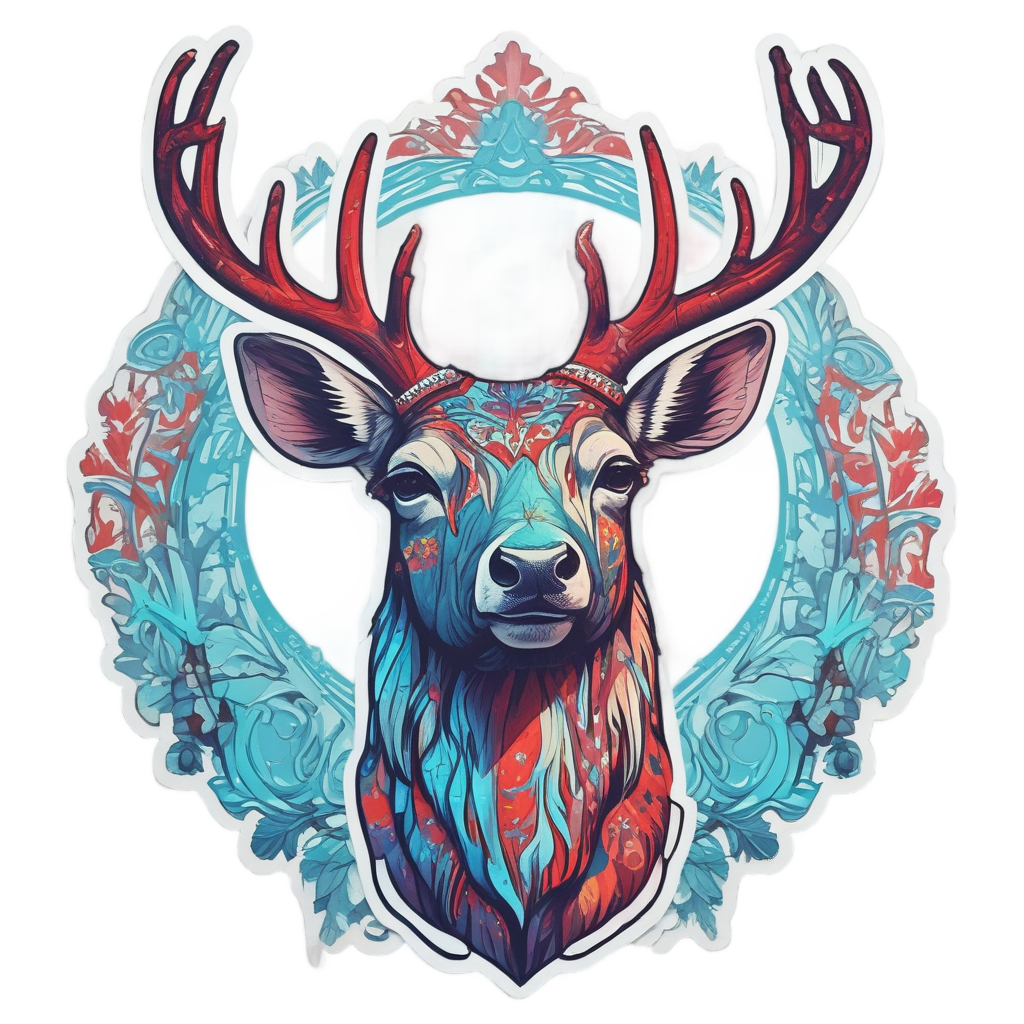 Buck with Neon Crown — camo stickers