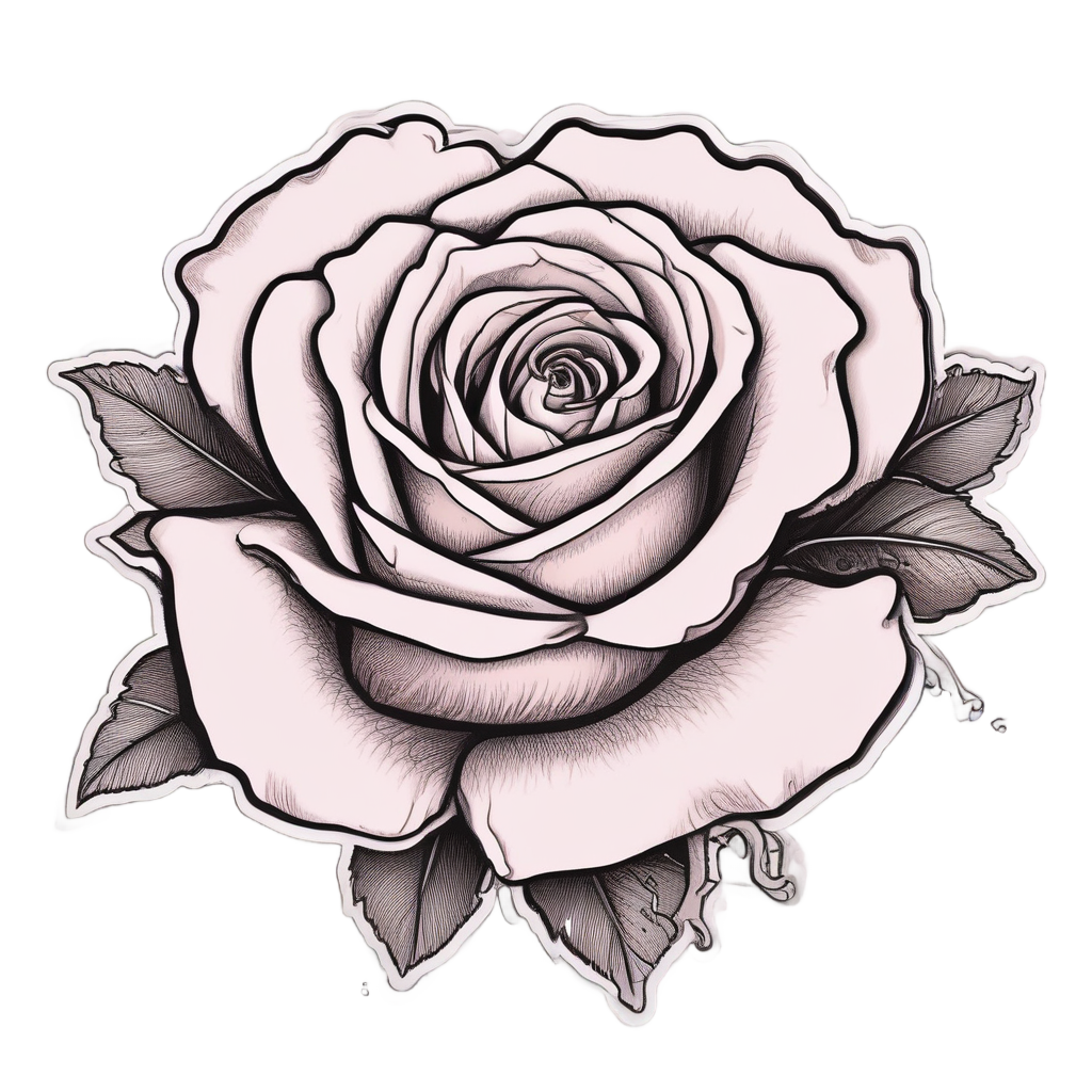 Budding Rose Promise — fine-line flash stickers