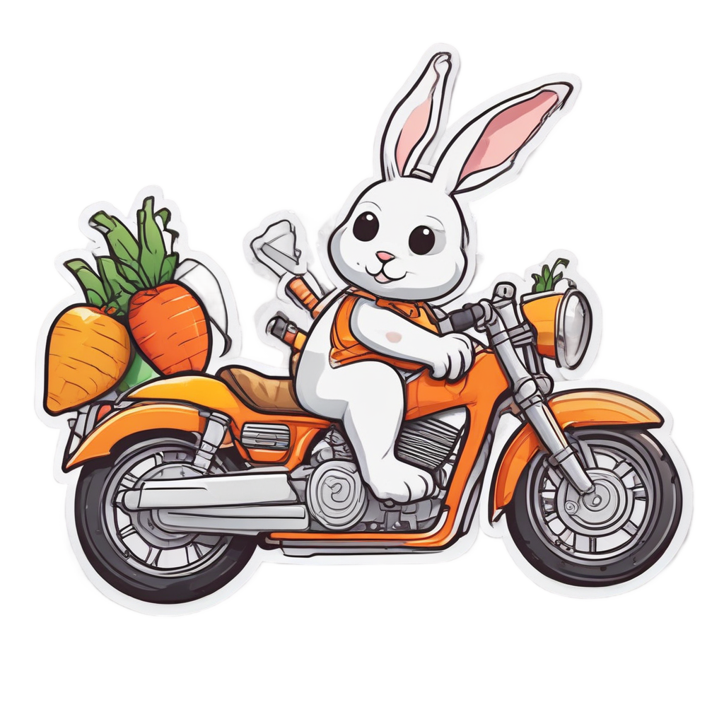 Bunny Doing A Wheelie — motorcycles stickers