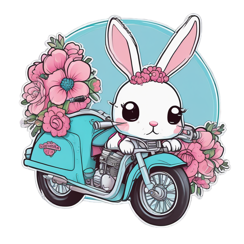 Bunny on Retro Chopper — motorcycles stickers