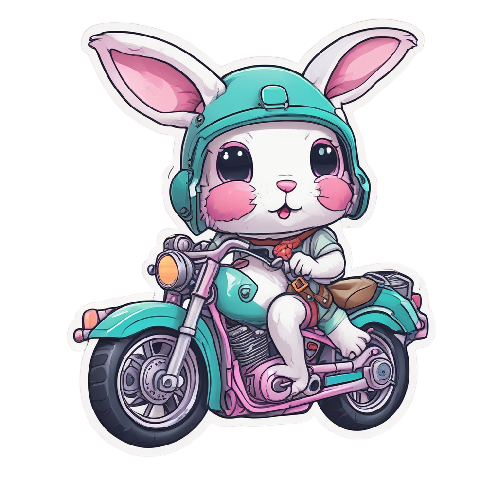 Bunny on Vintage Bike — motorcycles stickers