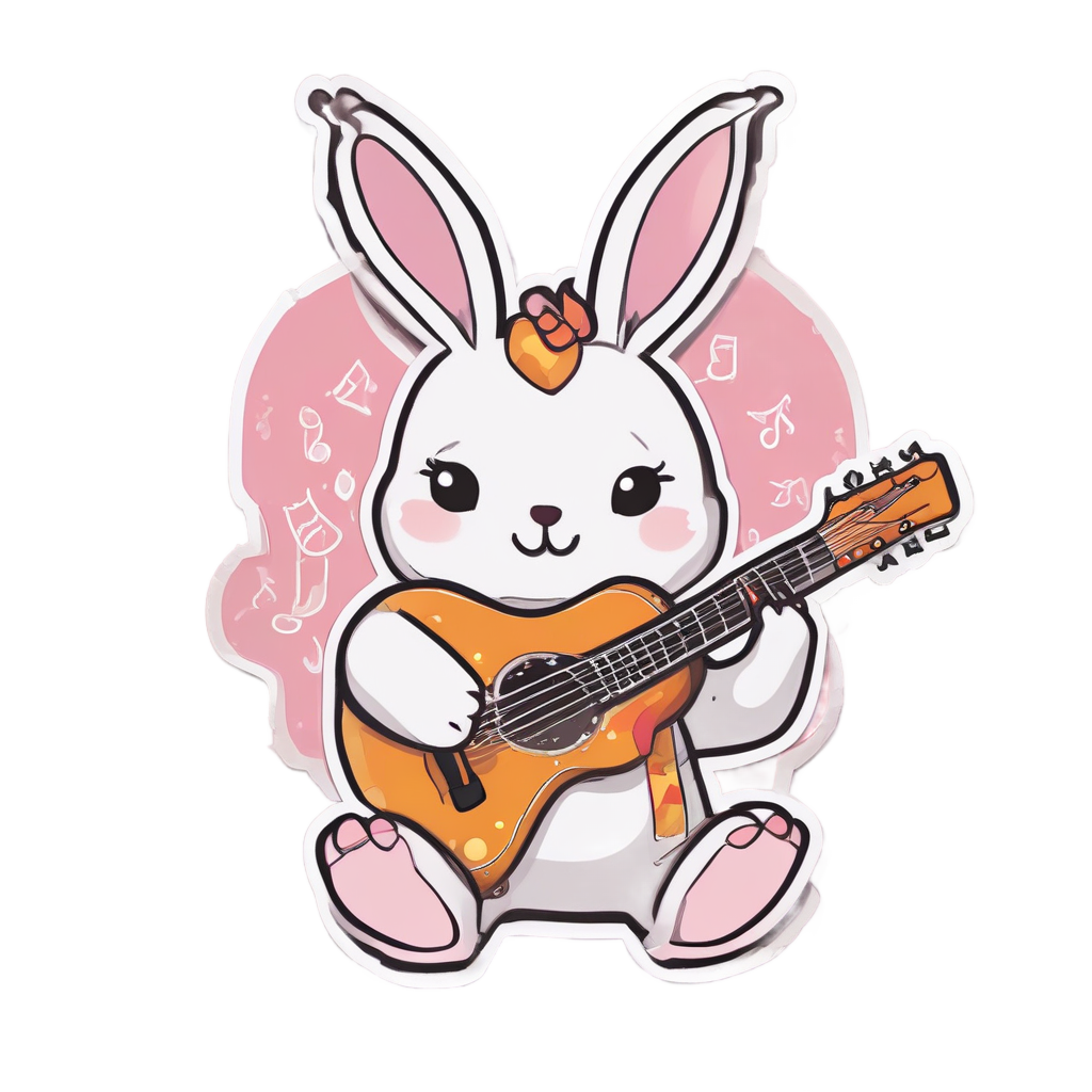 Bunny Playing Guitar — music stickers