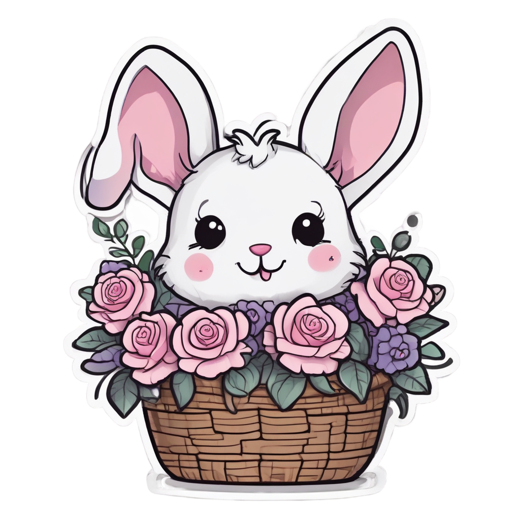 Bunny Rose Basket — gothic botanical stickers