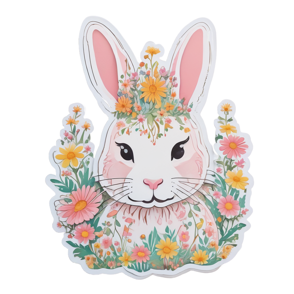 Bunny with a Flower Crown — nursery & baby stickers