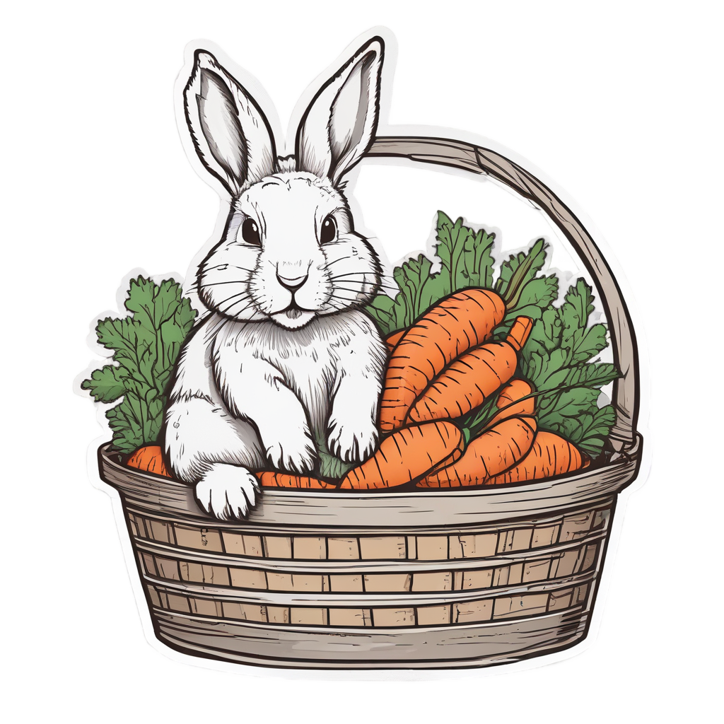 Bunny with Carrot Bounty — forest floor stickers