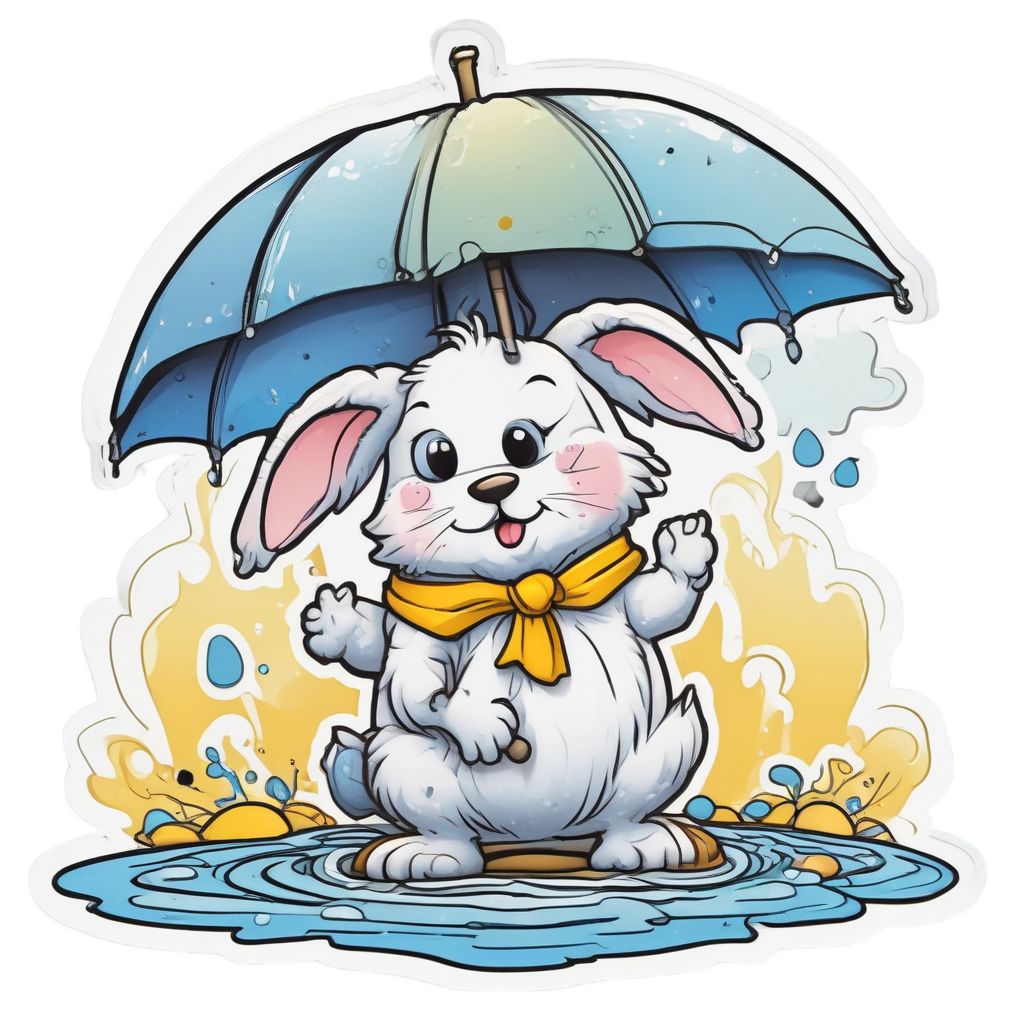 Bunny with Umbrella — nursery & baby stickers