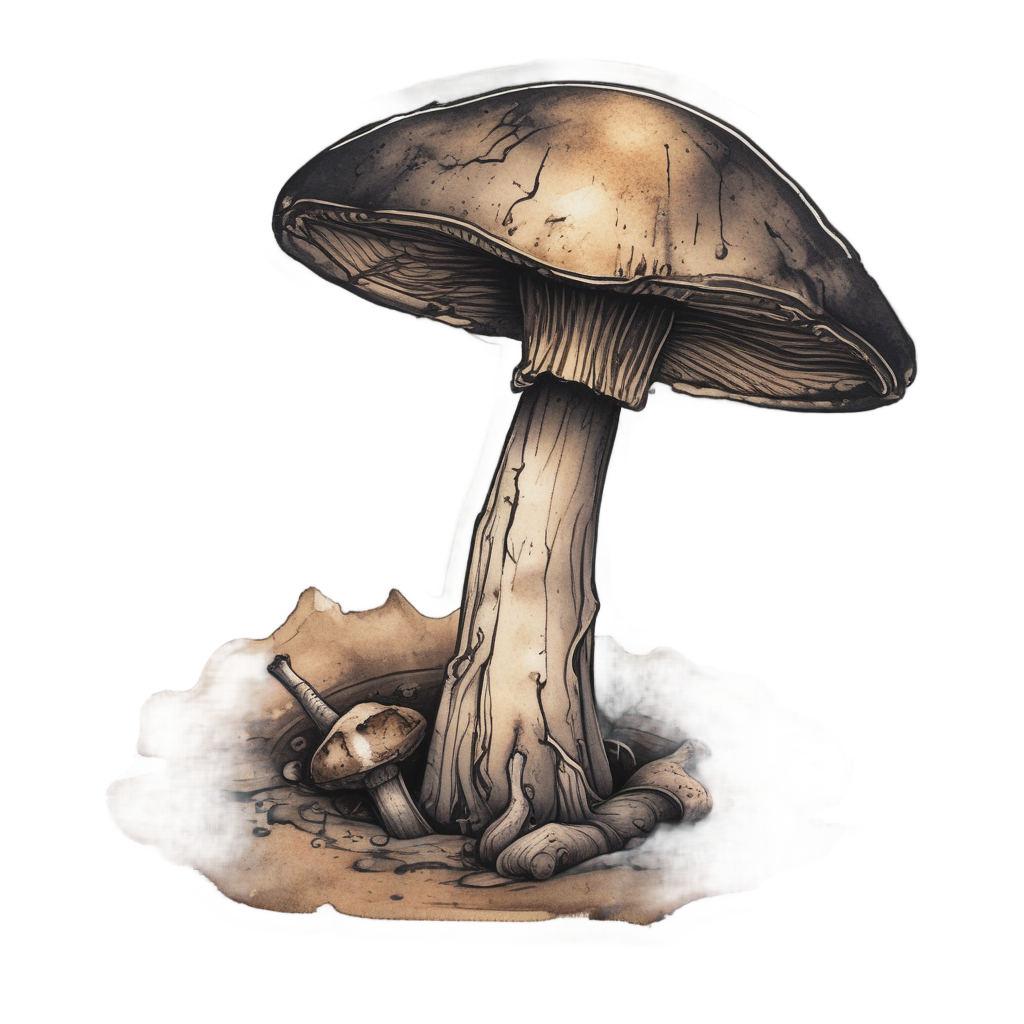 Burned Mushroom Survivor — dark academia stickers