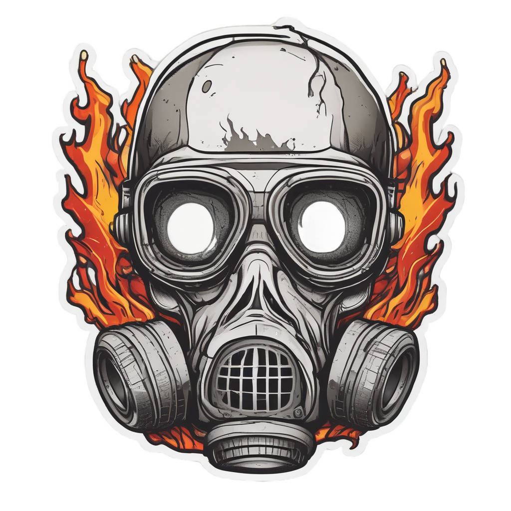 Burning Gas Mask Skull — skull stickers