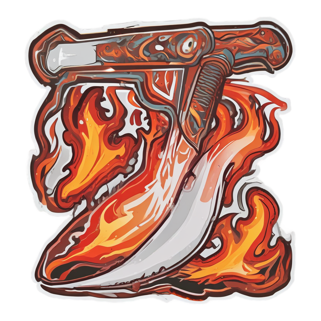 Burning Machete Neon — slasher vibe stickers