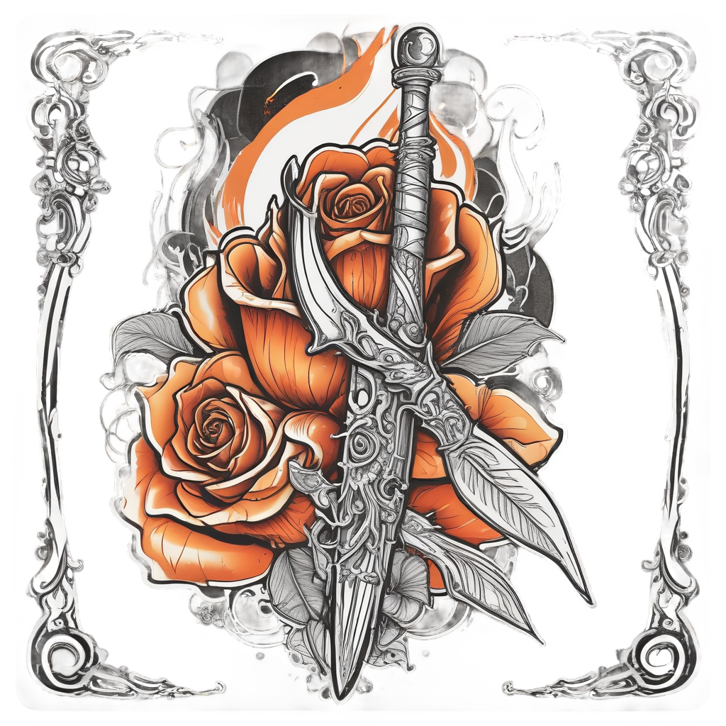 Burning Rose Dagger — snake, dagger & rose stickers