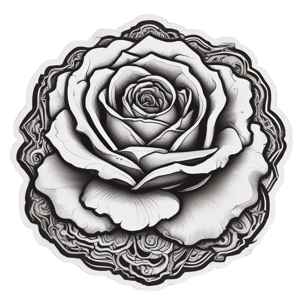 Burning Rose Flame — gothic botanical stickers