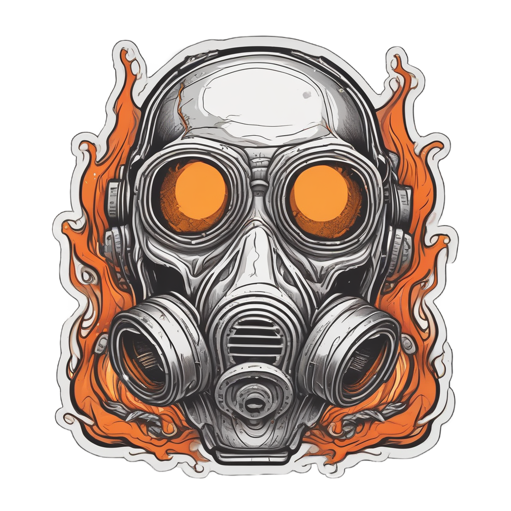 Burning Skull Mask — gas mask stickers