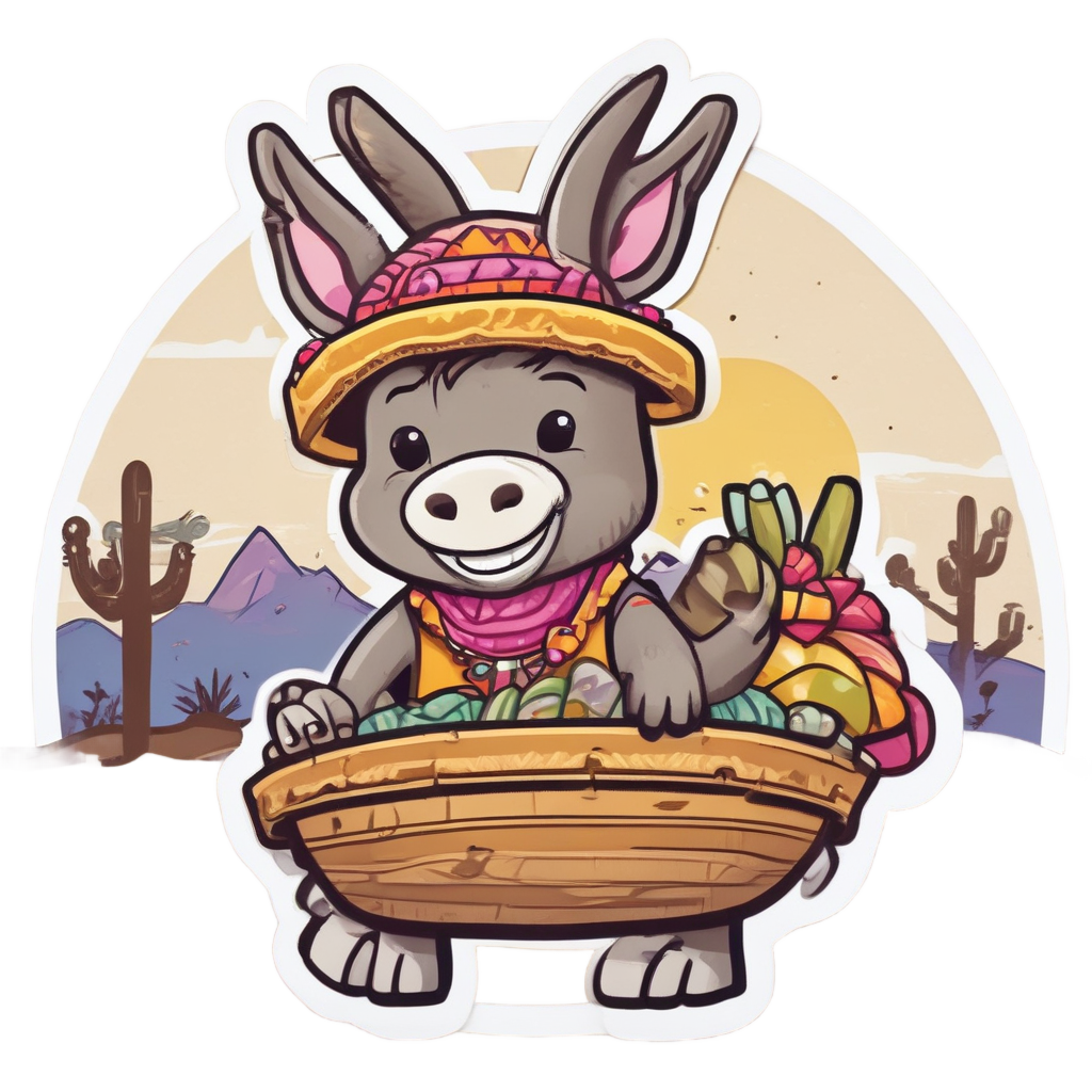 Burro Carrying Snacks — open road stickers