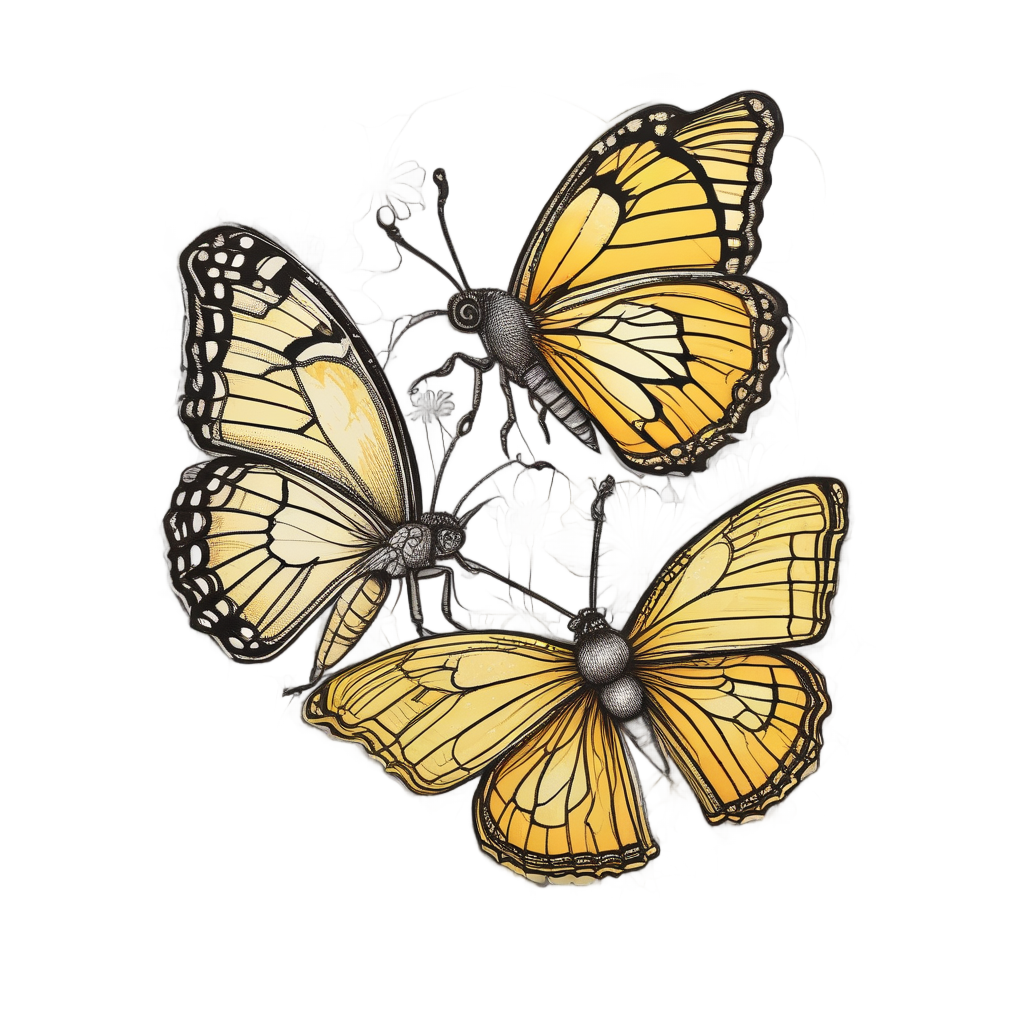 Butterfly and Honeybee — fine-line flash stickers