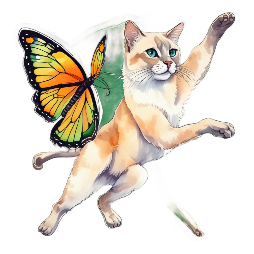 Butterfly Chaser Siamese — animals & pets stickers