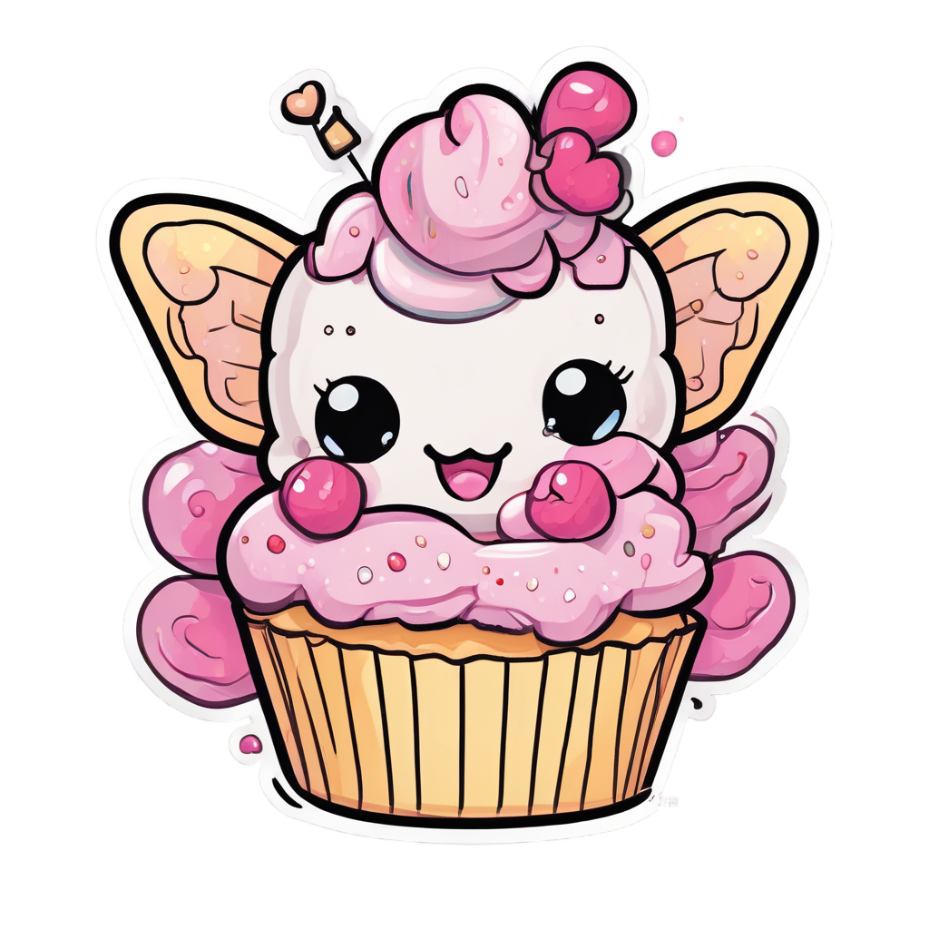 Butterfly Cupcake Baker — fine-line flash stickers
