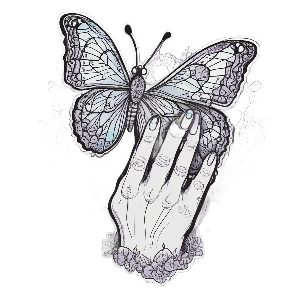 Butterfly Fate Touch — blackwork flash stickers