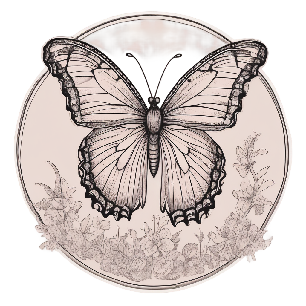 Butterfly in Bloom — fine-line flash stickers