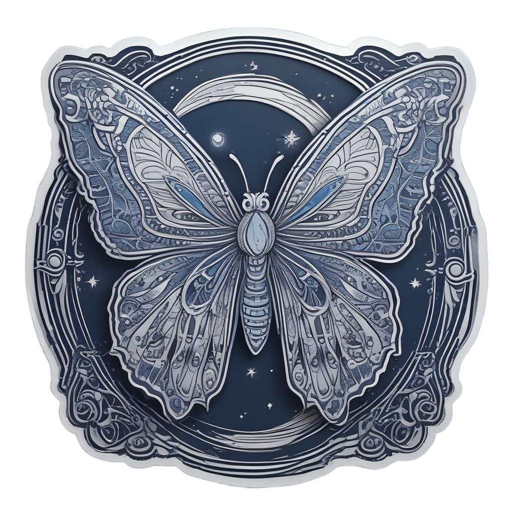 Butterfly in Moonlight — fine-line flash stickers