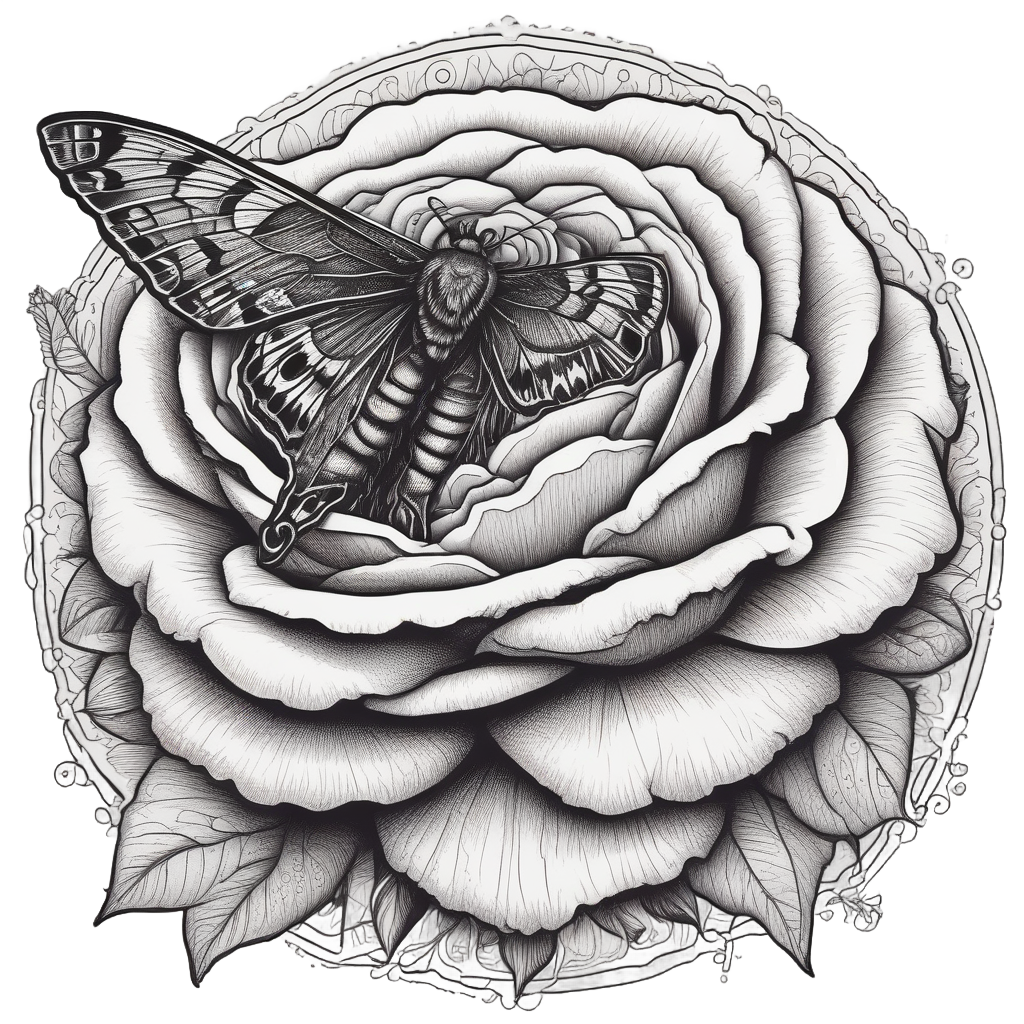 Butterfly Kiss Rose — gothic botanical stickers