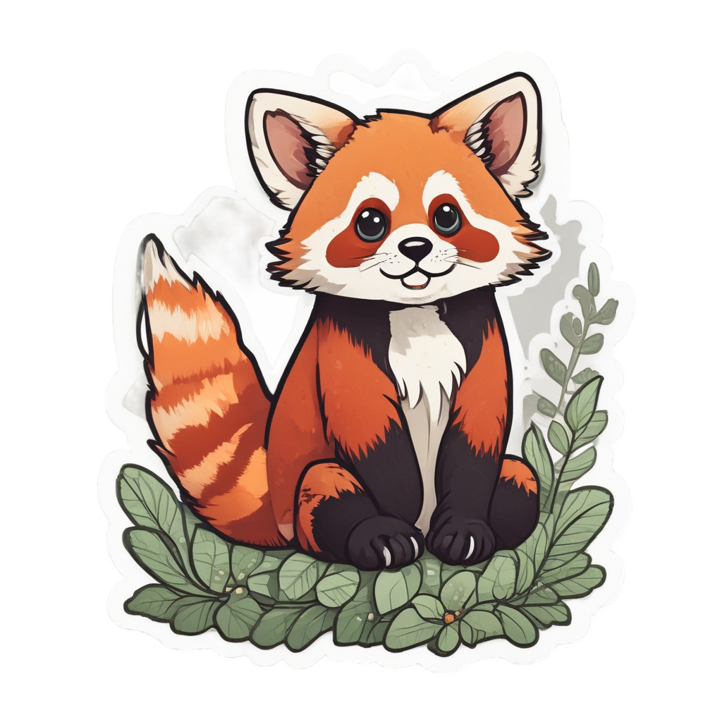 Butterfly Landing Red Panda — animals & pets stickers