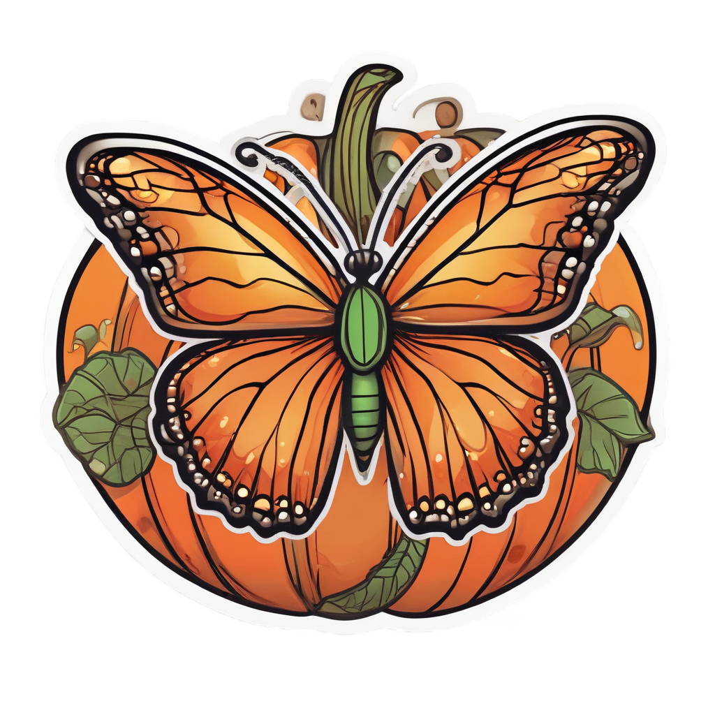 Butterfly Pumpkin Pal — fine-line flash stickers