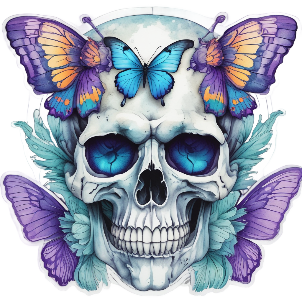 Butterfly Skull Whimsy — skull & crossbones stickers