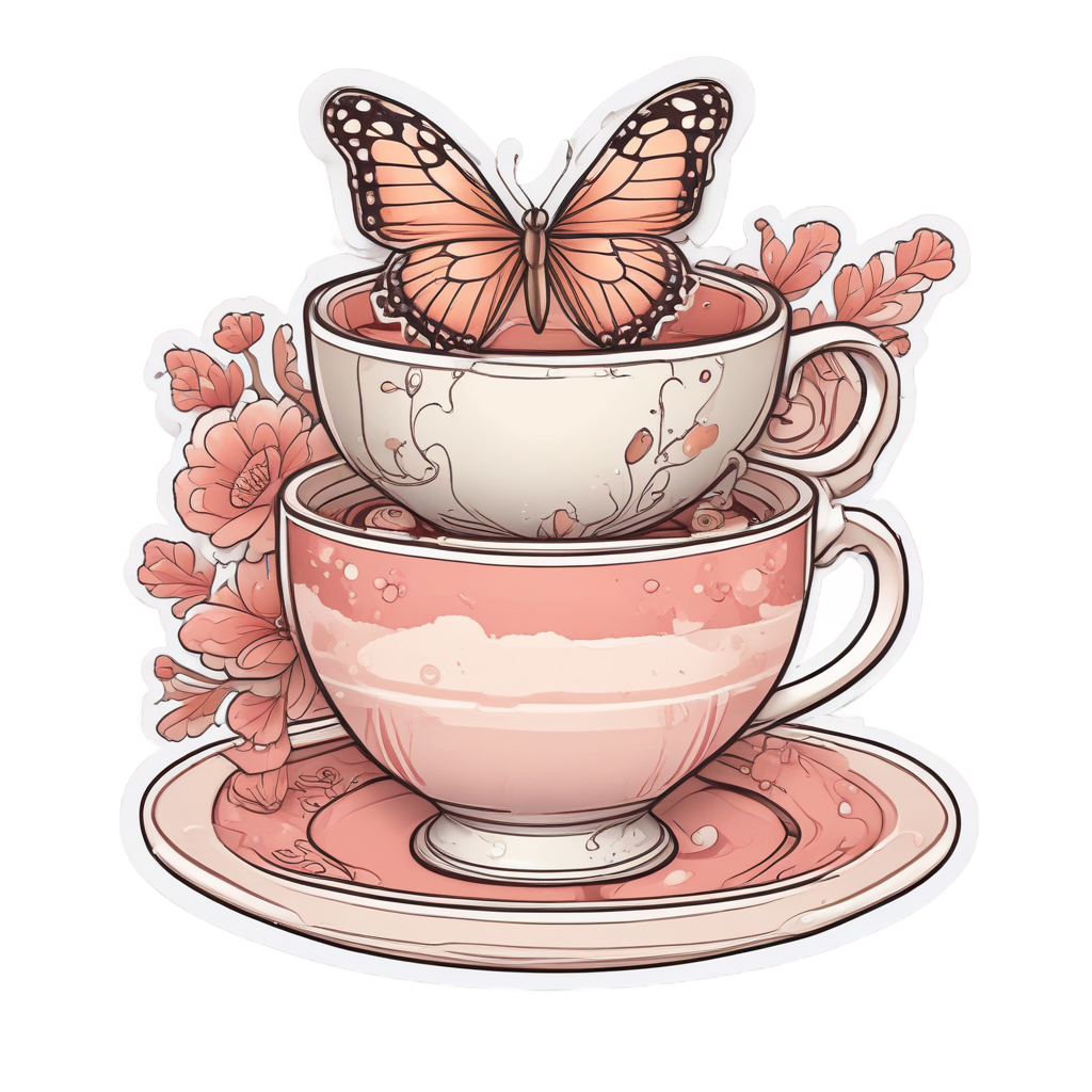 Butterfly Tea Sipper — fine-line flash stickers