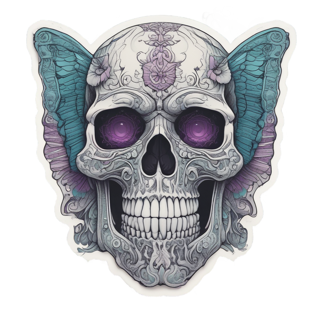 Butterfly Wing Skull — skull & crossbones stickers