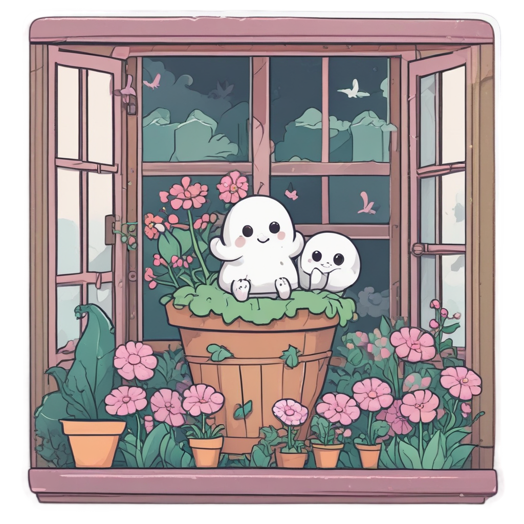 Cabin Flower Pot Ghost — slasher vibe stickers
