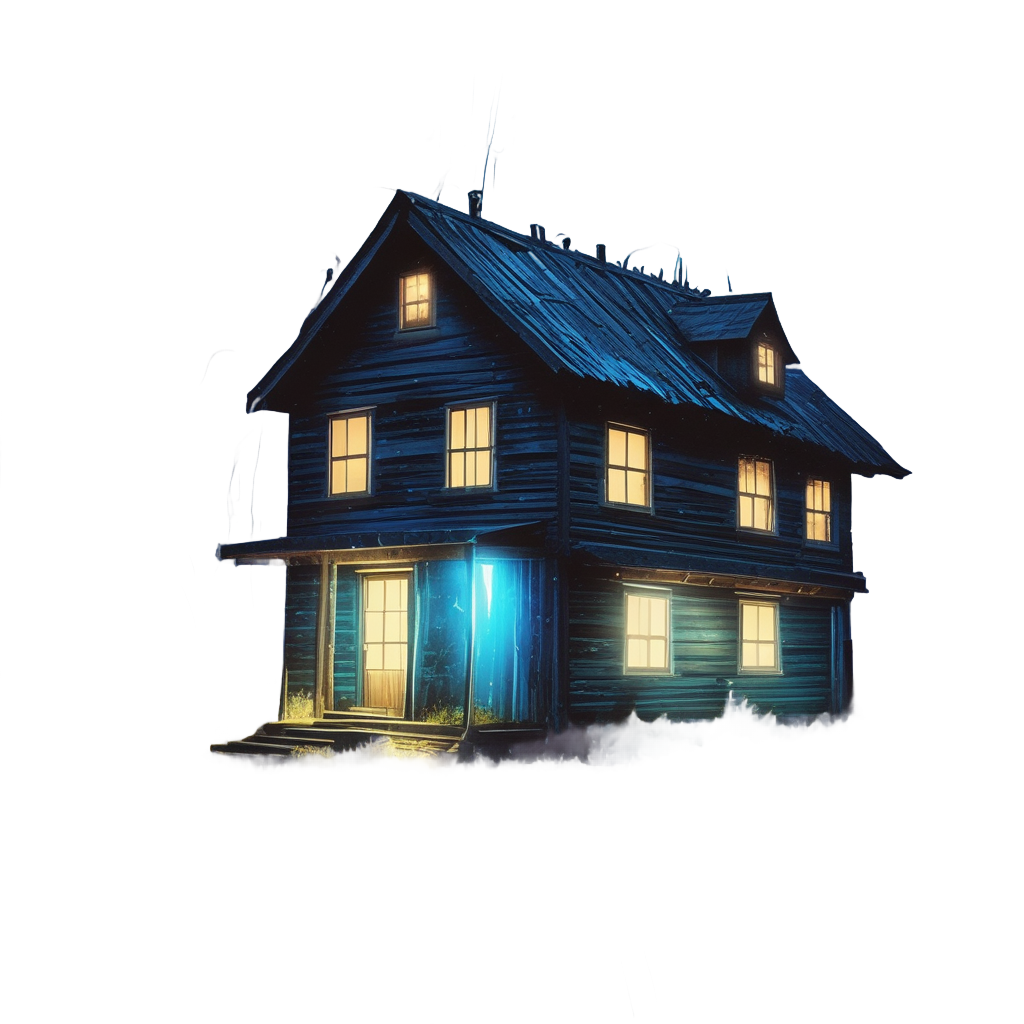 Cabin in Neon Rain — slasher vibe stickers