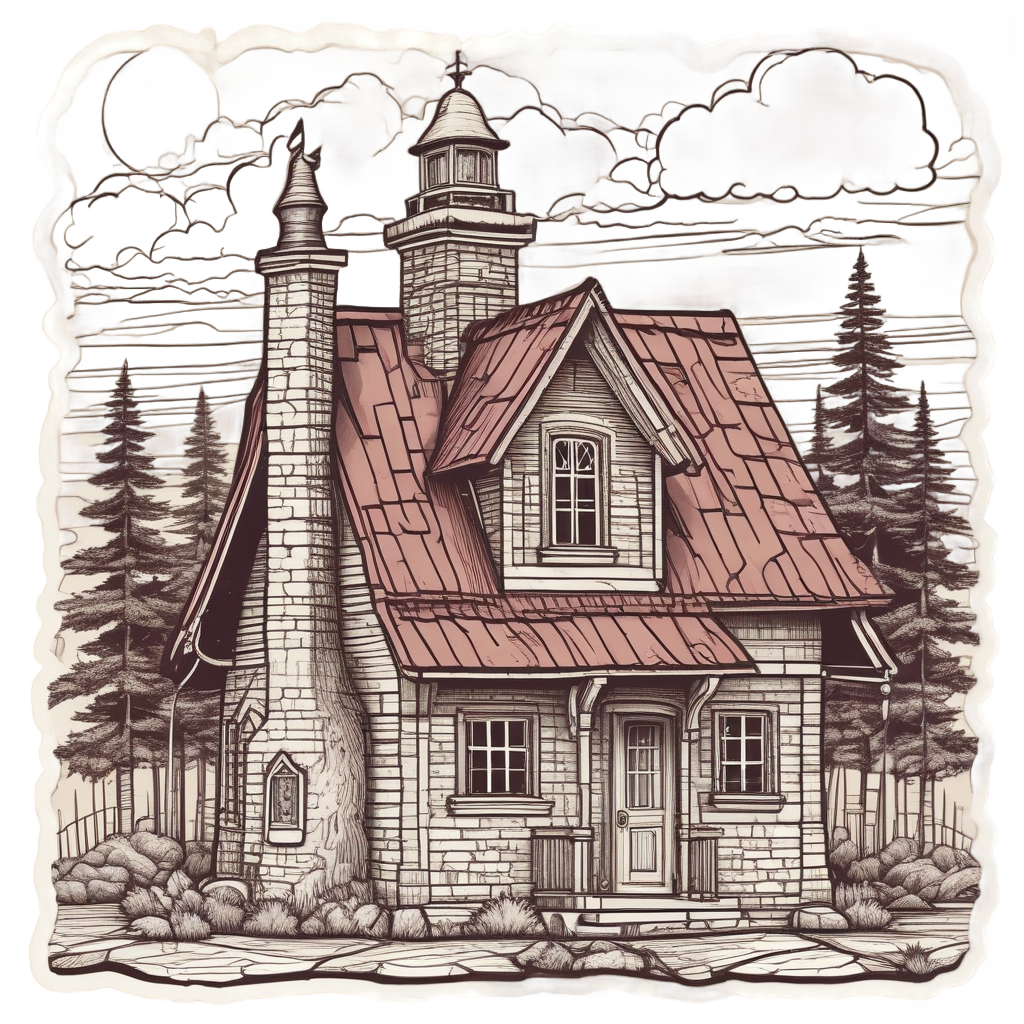 Cabin Leaning Like Tower — slasher vibe stickers