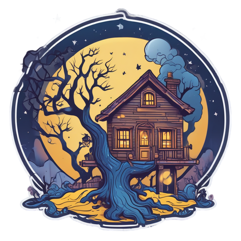 Cabin Moonlight Swing — slasher vibe stickers