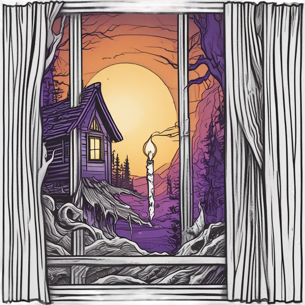 Cabin Window Glowing — slasher vibe stickers