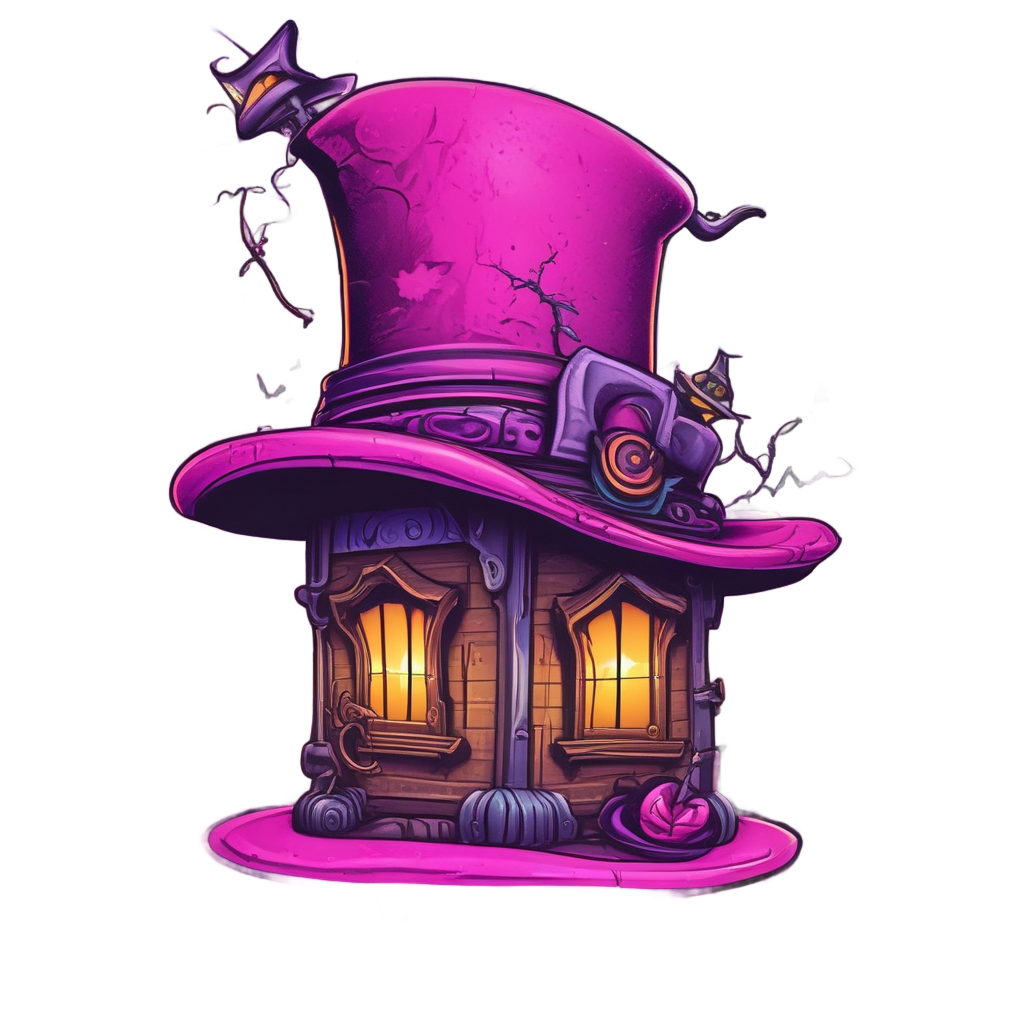 Cabin with Floating Hats — slasher vibe stickers