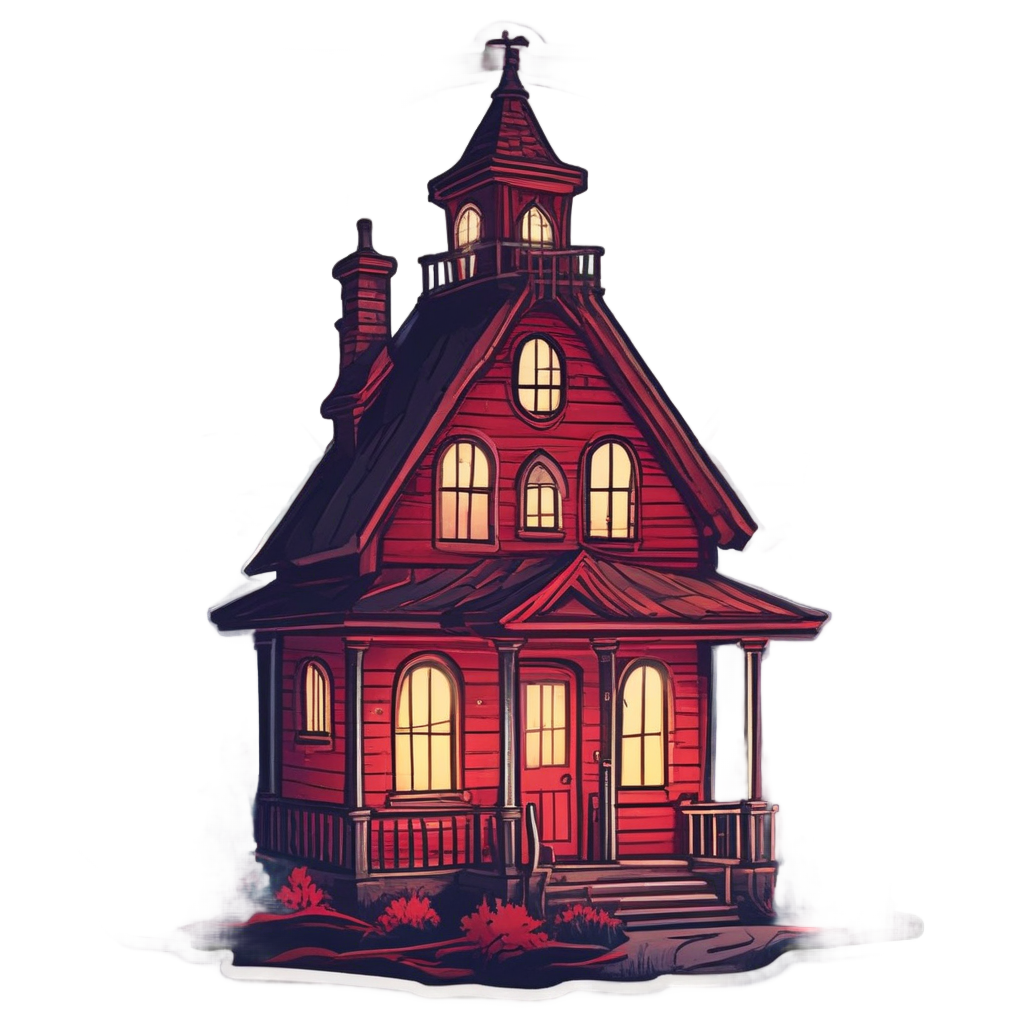 Cabin with Light Bulb Ghost — slasher vibe stickers