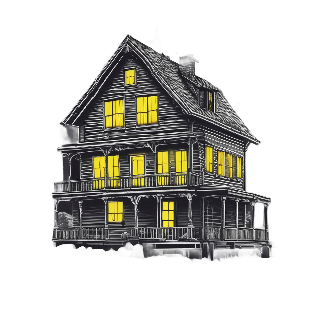 Cabin with Neon Eyes — slasher vibe stickers