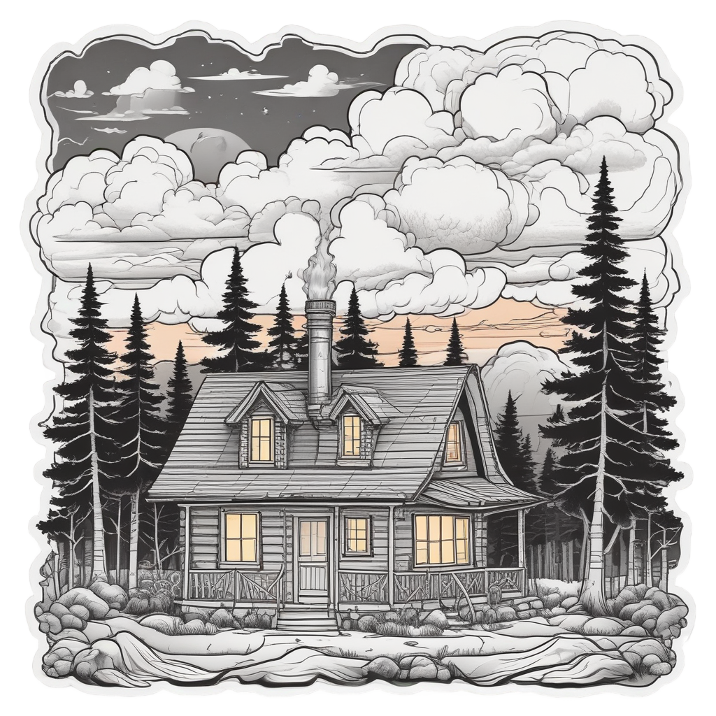 Cabin with Smoking Chimney — slasher vibe stickers