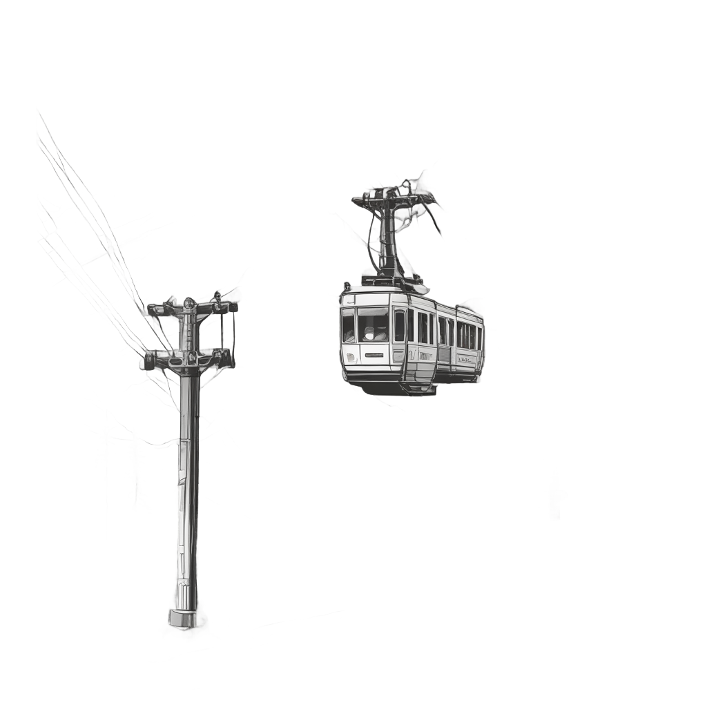 Cable Car Above Curves — open road stickers