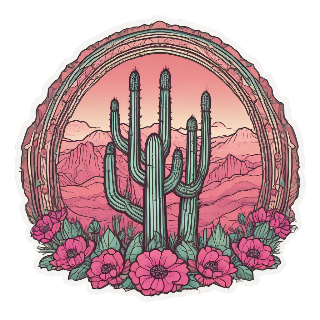 Cactus Bloom Arch — boho nursery stickers