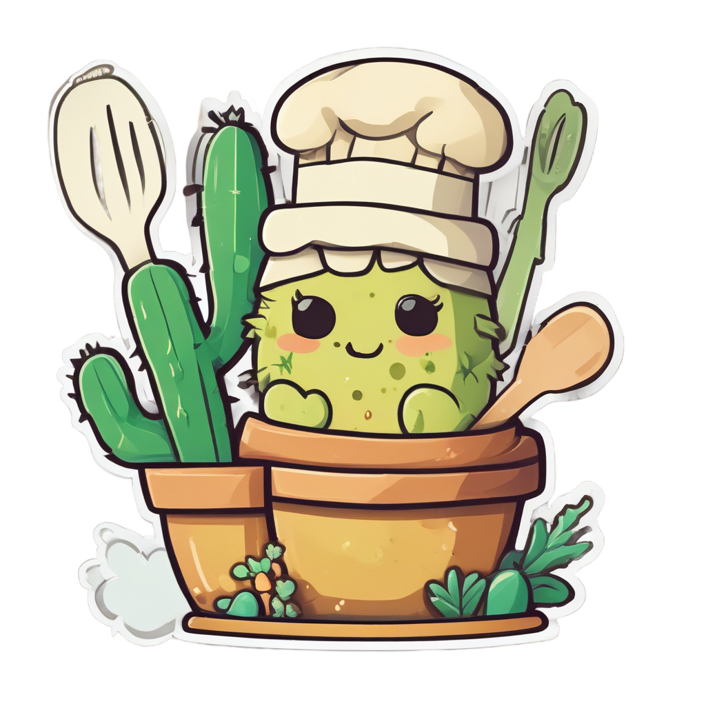 Cactus Chef Cooking — boho nursery stickers