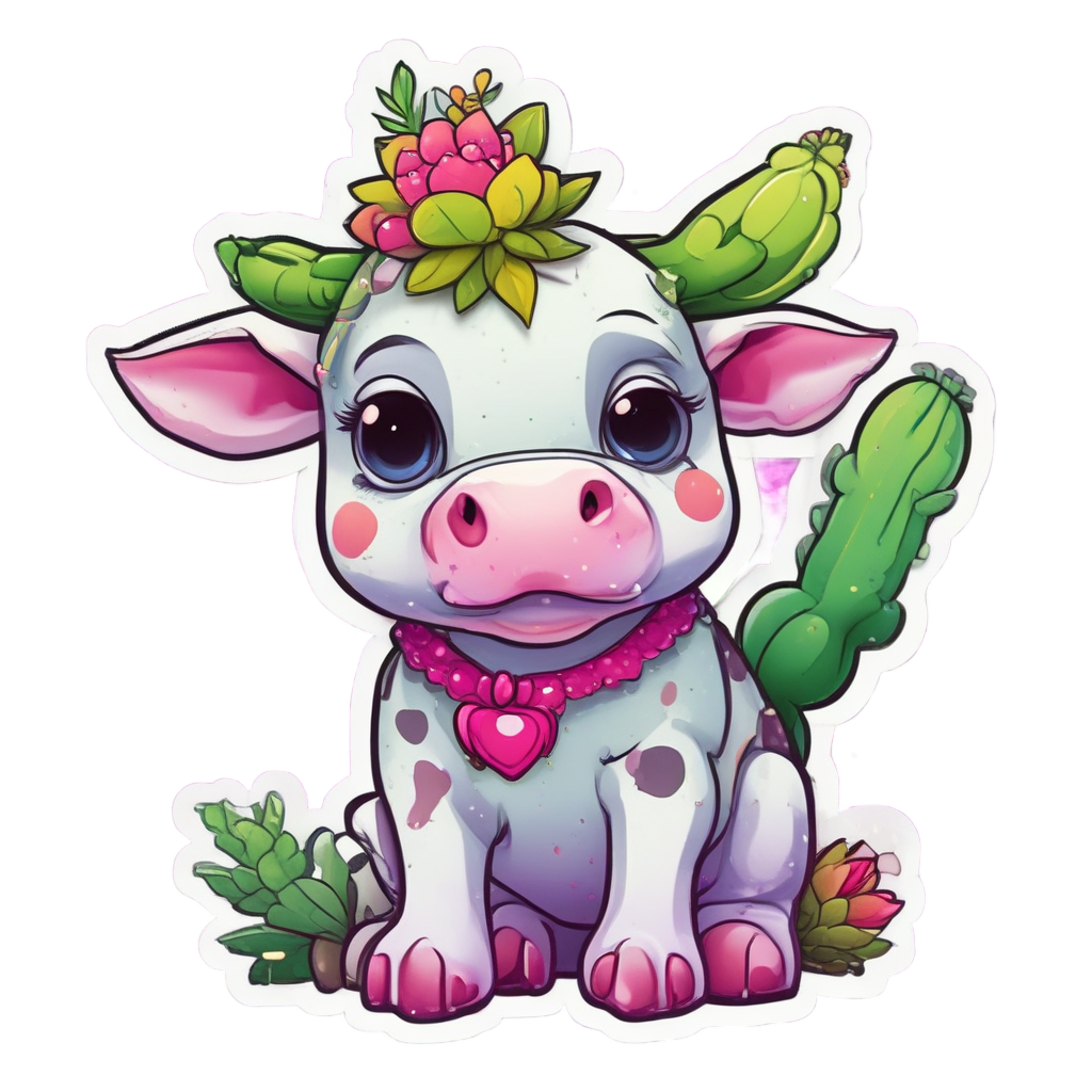 Cactus Cow Oops — nursery & baby stickers