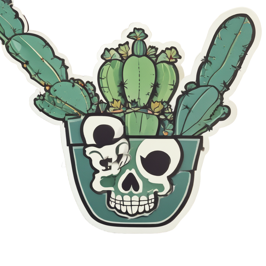 Cactus Critter Skull — skull & crossbones stickers