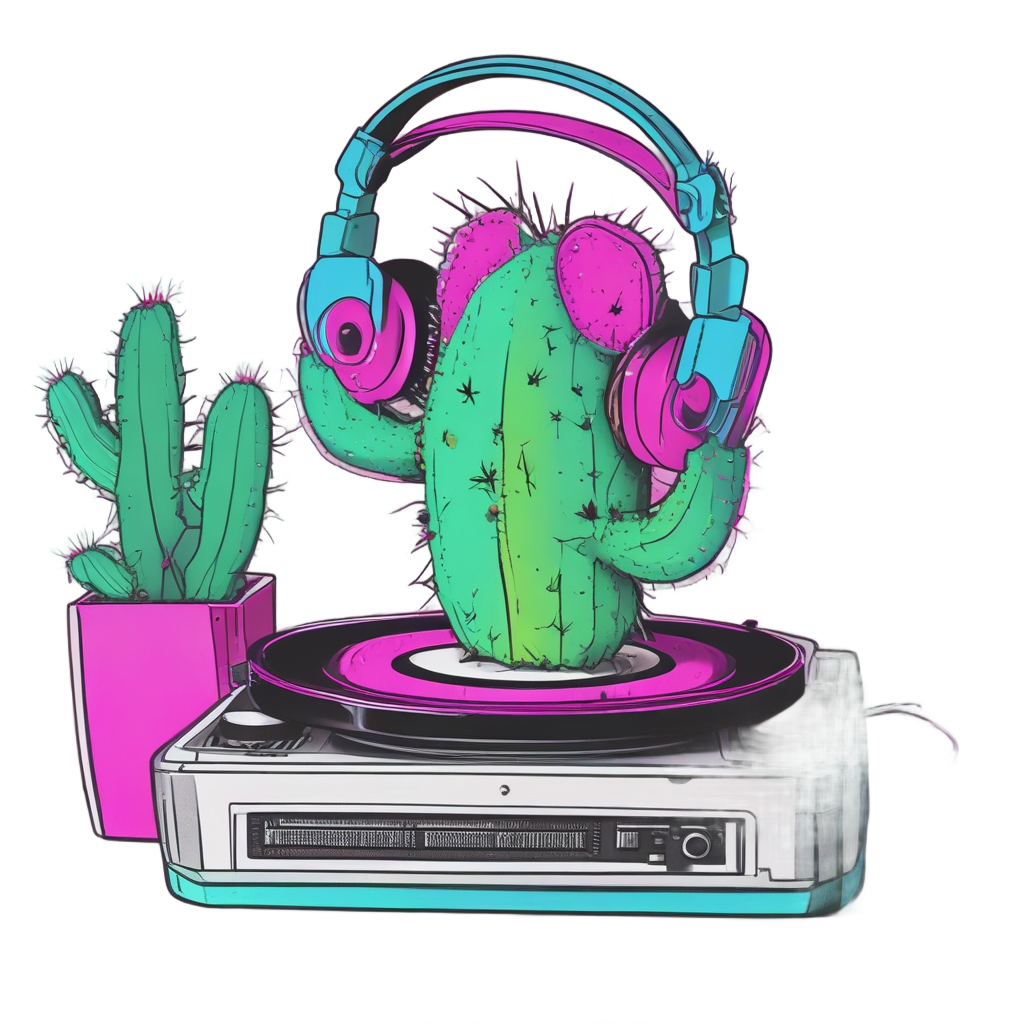 Cactus DJ Spin — boho nursery stickers