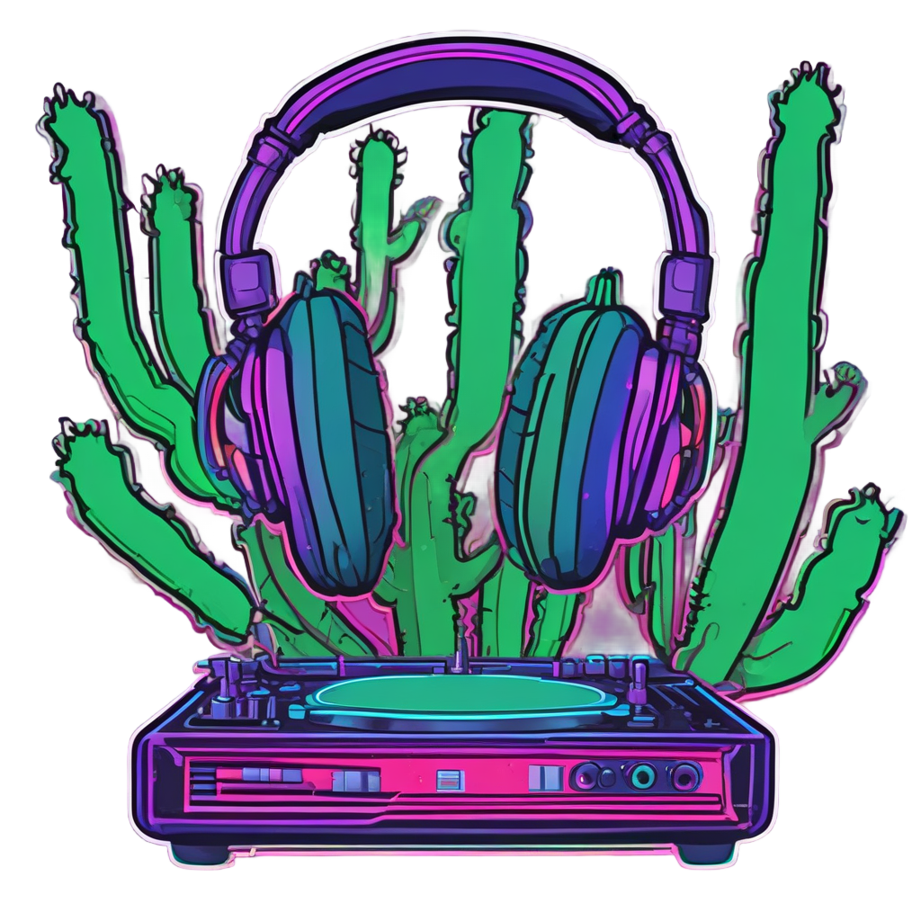Cactus DJ with Headphones — boho nursery stickers
