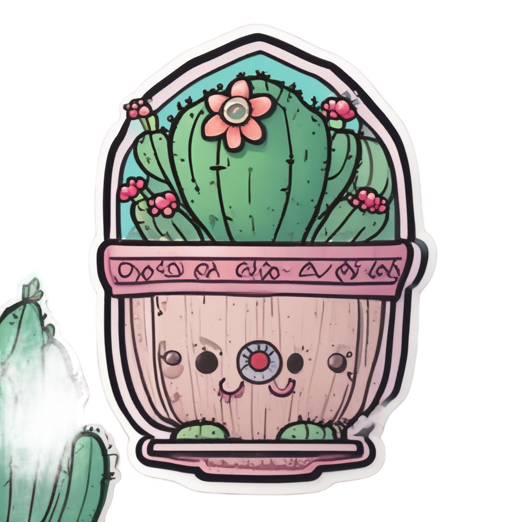 Cactus in Gothic Mirror Pot — victorian gothic stickers
