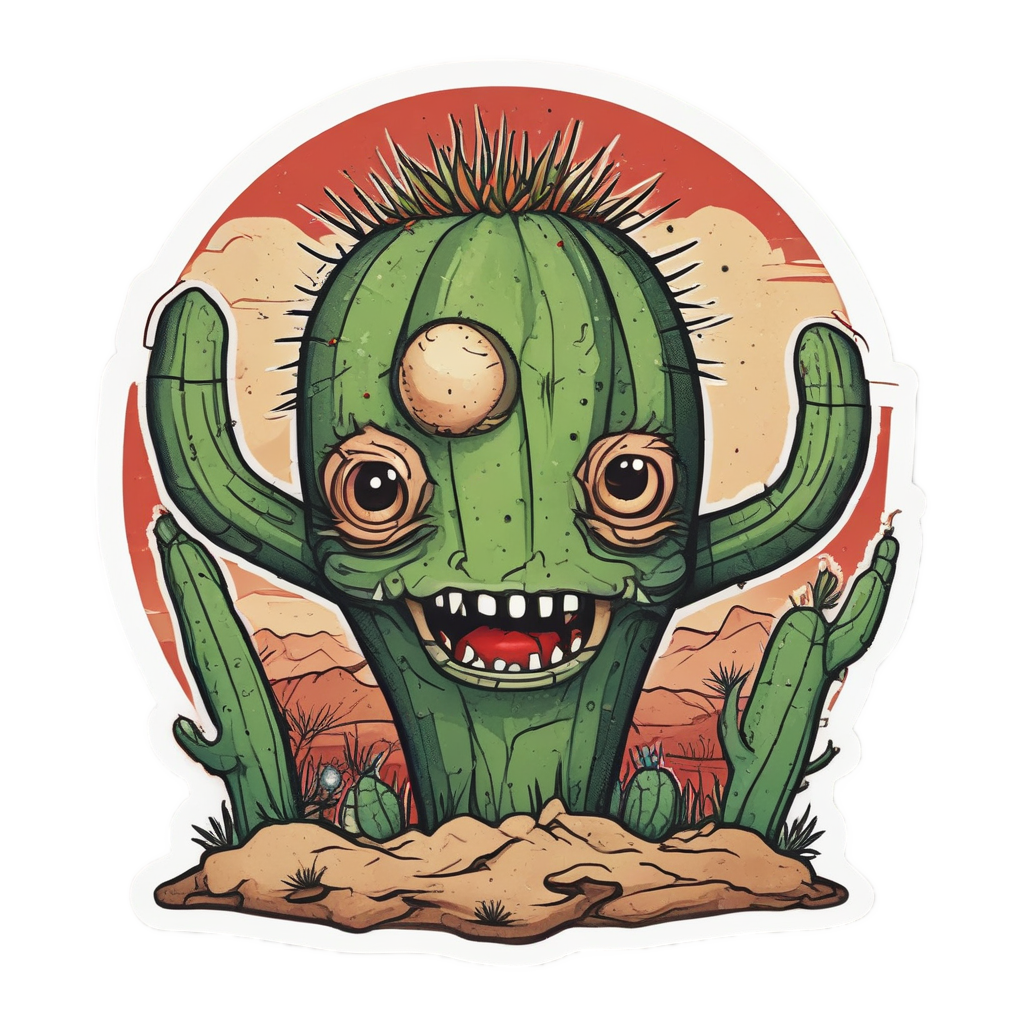 Cactus Monster with Eye — b-movie stickers