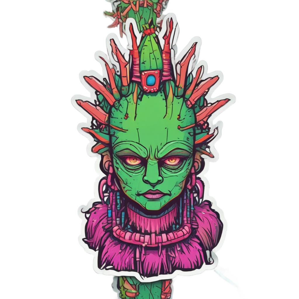 Cactus Queen Glitch — plant parent stickers